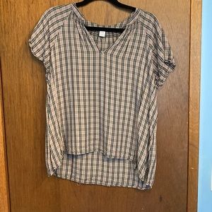 Never Worn pink and grey plaid work blouse